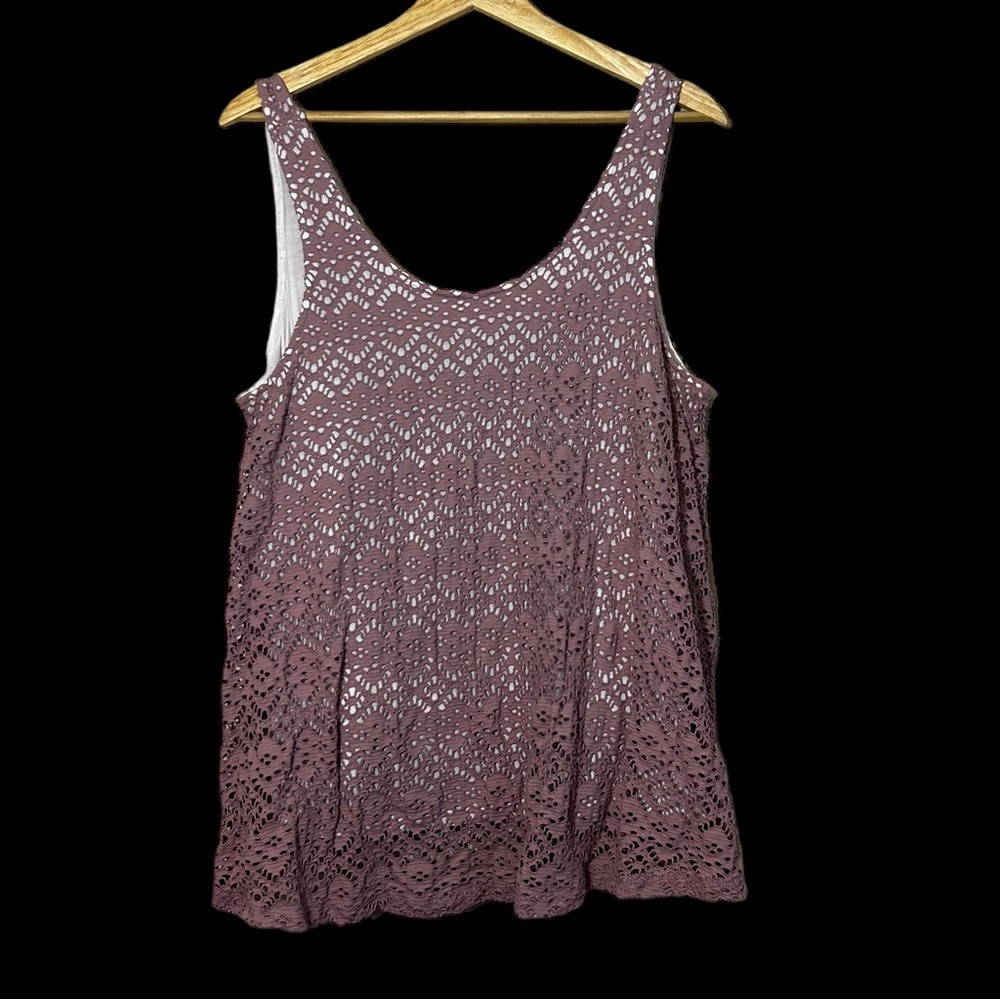 Deletta Anthropologie Women's Size Large Eyelet Lilac Lace Sleeveless Tank Top